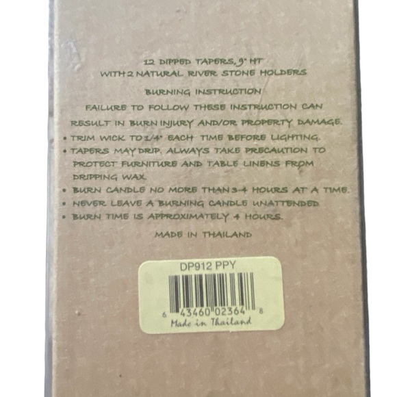 Vance Kitira 12 Dipped Tapers 9” w/ 2 Natural River Stone Holders New - Picture 5 of 5